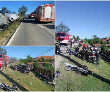 Accident teribil în Tomşani, Vâlcea. Impact violent între un autocar cu 51 ...
